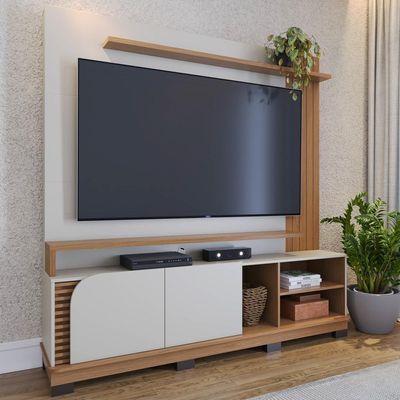 Estante Painel Para 75 Pol Madrid C05 Off White Matte-freijó - Mpozenato