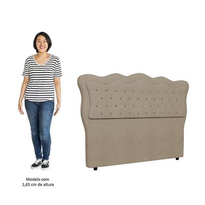 Cabeceira Casal Queen Cama 160cm Oregon I02 Bouclê Capuccino - Mpozenato