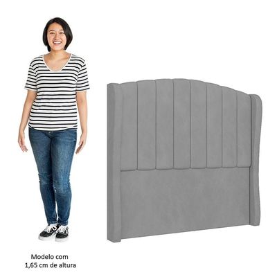 Cabeceira Casal King Cama 195cm Glenda I02 Veludo Cinza - Mpozenato