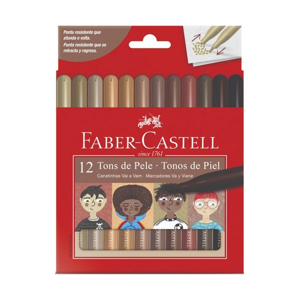 Hidrocor Faber-Castell Ponta Vai e Vem Caras & Cores 12 Tons de Pele Hidrocor Faber-Castell Ponta Vai e Vem Caras & Cores 12 Tons de Pele