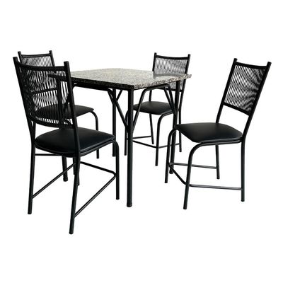 Conjunto Mesa de Jantar Famais Cairo com 4 Cadeiras Preto