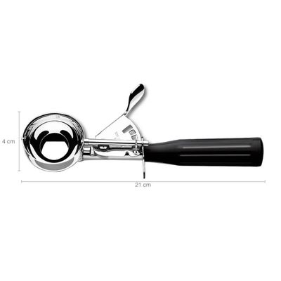 Kit 8 Conchas de Servir Açaí Colher Sorvete Brinox Pegador Alumínio Sorveteria Buffet Preto