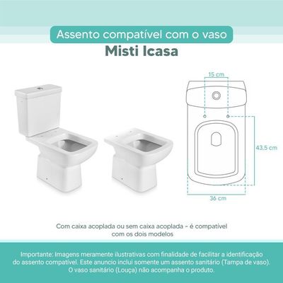 Tampa Vaso Sanitário Madeira Laqueada El Misti Branco Para Bacia Icasa