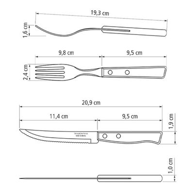 Jogo de Talheres para Churrasco Tramontina em Aço Inox e Madeira Natural 12 Peças