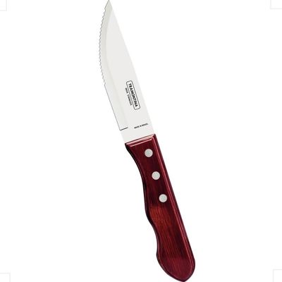 Faca Talher para Churrasco Jumbo Tramontina Aço Inox Madeira Tratada Polywood Vermelho
