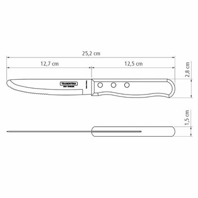 Faca Talher para Churrasco Jumbo Tramontina Aço Inox Madeira Tratada Polywood Vermelho