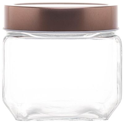 Conjunto Pote de Vidro Tampa Metal Rose Gold 800ml e 1,7L Gastro Lyor Porta Mantimentos