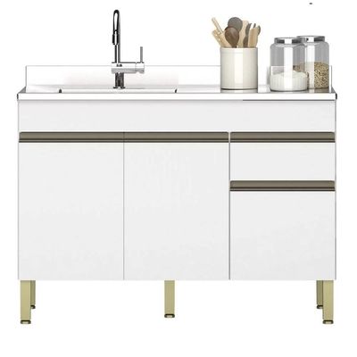 Balcão Gabinete 3 Portas Com Pia 150cm Lina K02 Supremo - Mpozenato