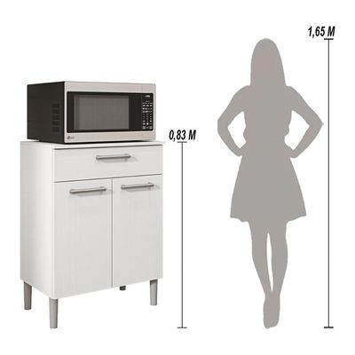 Balcão De Cozinha Com Tampo 2 Portas E 1 Gaveta Diamante - Branco/supremo