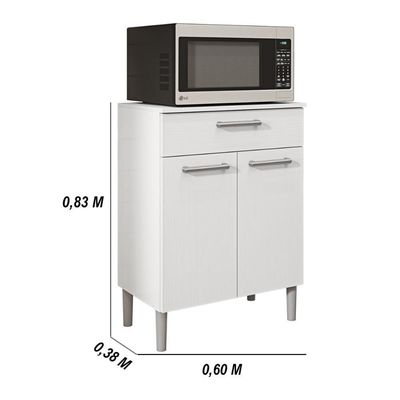 Balcão De Cozinha Com Tampo 2 Portas E 1 Gaveta Diamante - Branco/supremo