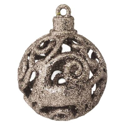 Bola De Natal Rose Gold Misto 6cm - 9 Unidades