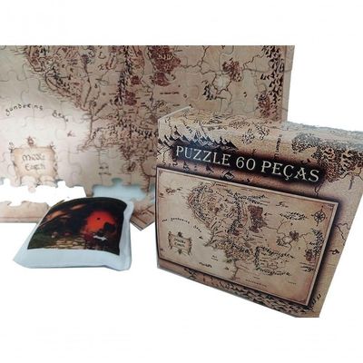 Quebra-cabeça Mapa Terra Média De 60 Peças + Chaveiro