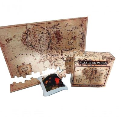 Quebra-cabeça Mapa Terra Média De 60 Peças + Chaveiro