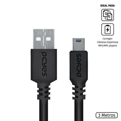 Cabo Usb A 2.0 Para Mini Usb B 2.0 3m - Puanm2-3