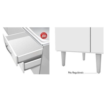 Balcão Gabinete Para Pia 150cm Sem Tampo Lisboa - Lumil Branco-preto