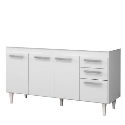 Balcão Gabinete Para Pia 150cm Sem Tampo Lisboa - Lumil Branco-preto