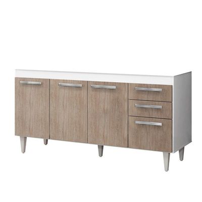 Balcão Gabinete Para Pia 150cm Sem Tampo Lisboa - Lumil Branco-preto