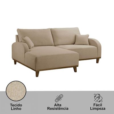 Sofá Albano Linho 185cm Chaise Lado Esquerdo Meu Sofá Online A226 Linho Bege