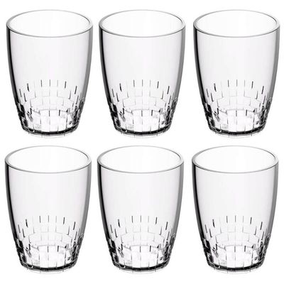 Conjunto 6 Copos Transparente 300ml Plástico Trama Crippa Água Suco Refrigerante