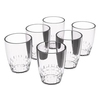 Conjunto 6 Copos Transparente 300ml Plástico Trama Crippa Água Suco Refrigerante