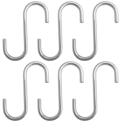 Kit 6 Ganchos Tipo S Multiuso Cromado 2cm Schimitt para Barra de Utensílios Toalha