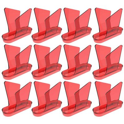 Conjunto 12 Porta Guardanapos de Mesa Vermelho Transparente Crippa Café Restaurante