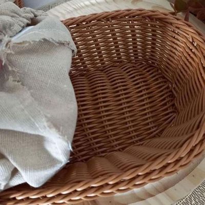 5 Cestas Porta Pão 24x17cm Oval Rattan Plástico Forro Tecido Cesto Lyor