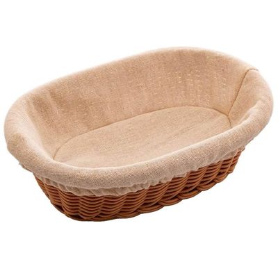 12 Cestas Porta Pão 24x17cm Servir Restaurantes Oval Rattan Plástico Forro Tecido Cesto Lyor