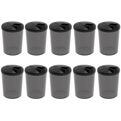Conjunto 10 Farinheiras Plásticas 400ml Fumê com Tampa Crippa Porta Temperos Condimentos