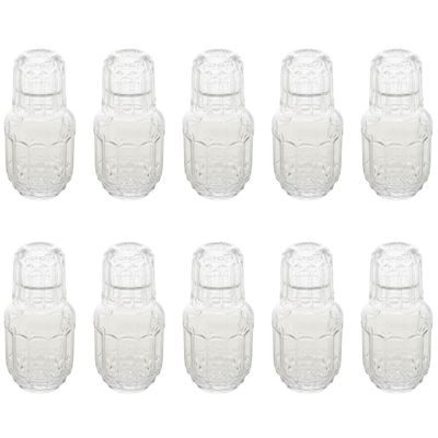 Kit 10 Garrafas Moringa para Água 500ml com Copo Tampa 145ml de Vidro Faces Lyor para Bebidas
