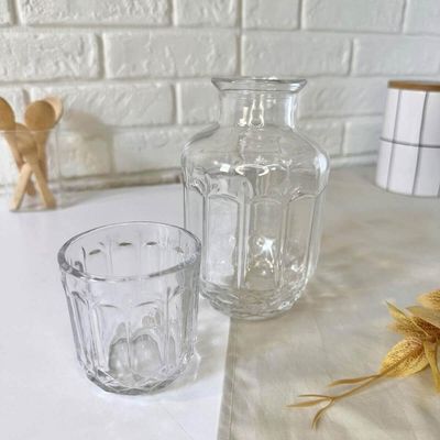 Kit 10 Garrafas Moringa para Água 500ml com Copo Tampa 145ml de Vidro Faces Lyor para Bebidas