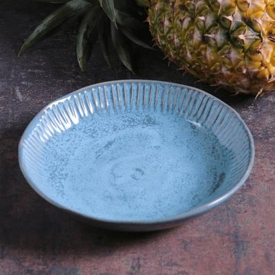 Prato Fundo 830ml Linhas Breeze 22,5cm Cerâmica Azul Porto Brasil Sopa Jantar Mesa Posta