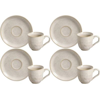 Jogo 4 Xícaras de Café Bio Latte 120ml com Pires Cerâmica Stoneware Porto Brasil Mesa Posta
