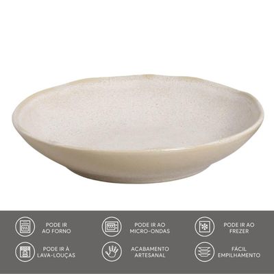Jogo 12 Pratos Bio Latte Porto Brasil 22cm Fundo Rústico Off White Mesa Posta Jantar