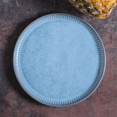 Jogo 4 Pratos Rasos Linhas Breeze 27,5cm Cerâmica Azul Porto Brasil Mesa Posta Jantar