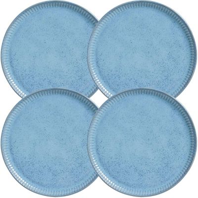 Jogo 4 Pratos Rasos Linhas Breeze 27,5cm Cerâmica Azul Porto Brasil Mesa Posta Jantar