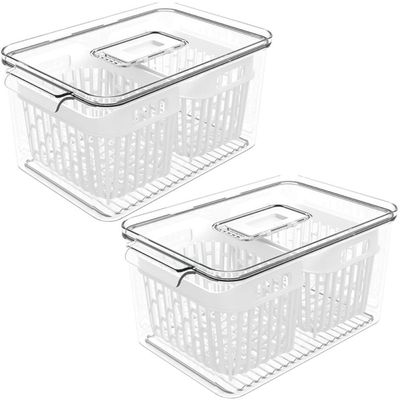 Kit 2 Organizadores de Geladeira 3,2L Cestos Escorredor Dry Multiuso Coza Pequeno