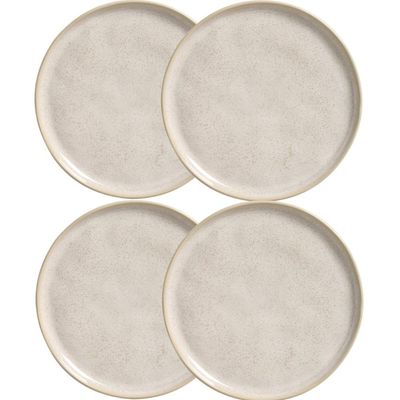 Jogo 4 Pratos para Sobremesa Bio Latte Porto Brasil Cerâmica 21cm Mesa Posta Brownie Mousse