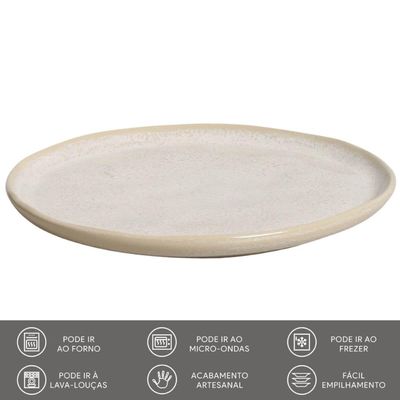 Jogo 4 Pratos para Sobremesa Bio Latte Porto Brasil Cerâmica 21cm Mesa Posta Brownie Mousse