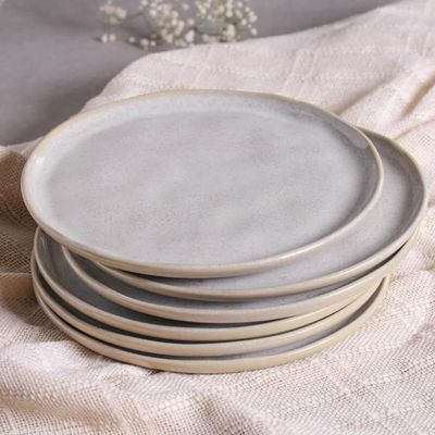 Jogo 4 Pratos para Sobremesa Bio Latte Porto Brasil Cerâmica 21cm Mesa Posta Brownie Mousse