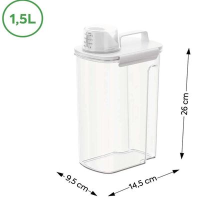 Kit 2 Dispensers com Medidor New Retrô Coza 1,5l Potes Lavanderia Organização