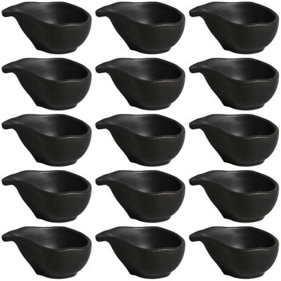 Kit 15 Molheiras 40ml Cerâmica Preto Matte Restaurante Orgânico Japonês Porto Brasil