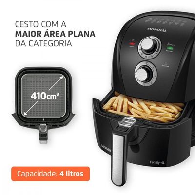 Fritadeira Sem Óleo Air Fryer Mondial 4L 1500W Preto - 220V