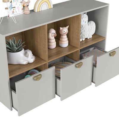 Cômoda Infantil Juvenil com 3 Gavetões e Nichos Arenas 122x38x70cm Dl1020 Lille