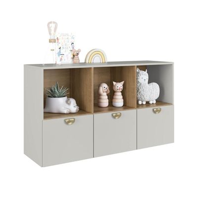 Cômoda Infantil Juvenil com 3 Gavetões e Nichos Arenas 122x38x70cm Dl1020 Lille