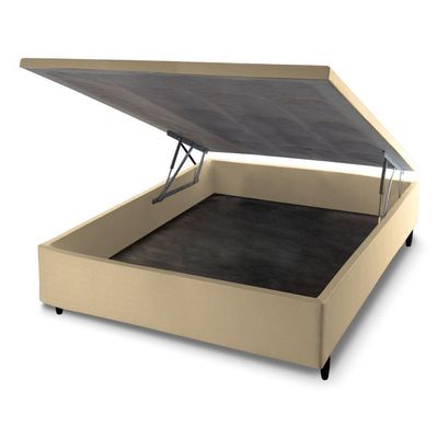 Base Box Baú Casal Prince Sued 1,38x1,87x0,41 Bege
