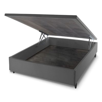 Base Box Baú Casal Prince Sued 1,38x1,87x0,41 Cinza