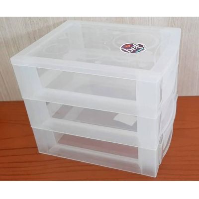 Gaveteiro Plástico 3 Gavetas Ordene 16,5x13x13,5cm Porta Objetos Acessórios Cristal Bel