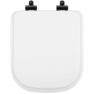 Tampa De Vaso Poliéster Com Amortecedor Piano Branco Para Bacia Deca Com Ferragem Preta