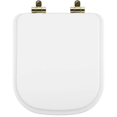 Tampa De Vaso Poliéster Com Amortecedor Piano Branco Para Bacia Deca Com Ferragem Dourada